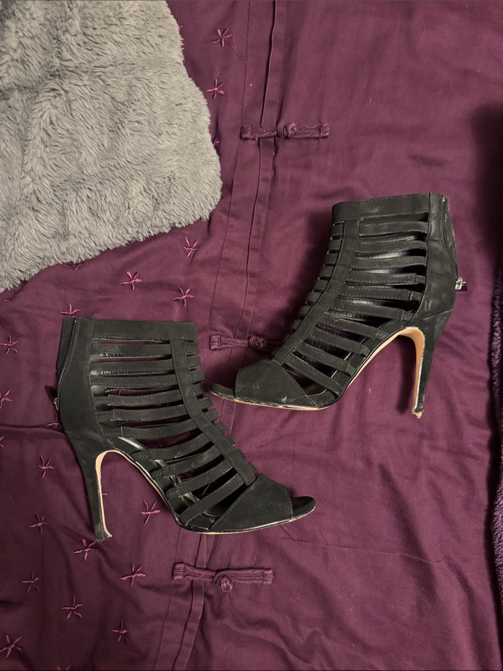 Strappy black heels